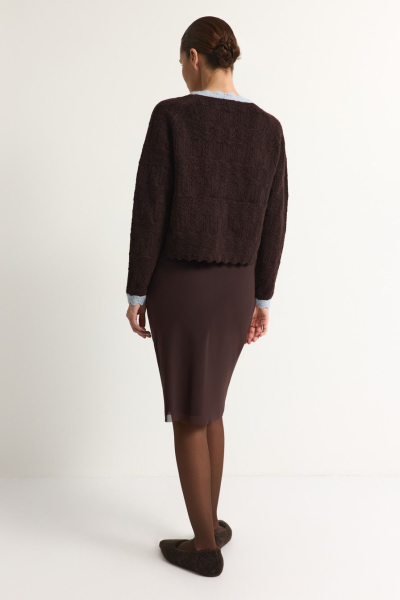 Кардиган с контрастной отделкой TOPTOP, цвет: коричневый, TT.051.17502.701 купить онлайн