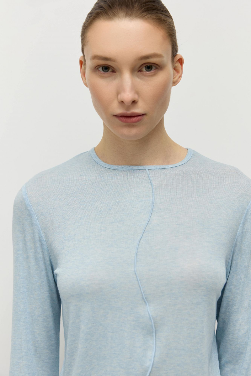 Лонгслив с рельефным швом AROUND, цвет: голубой, 219_92TW04 купить онлайн