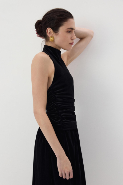 Топ халтер со стойкой из бархата Charmstore, цвет: Черный, 102-12642-880 купить онлайн