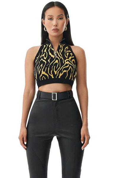 Топ халтер на молнии вязаный