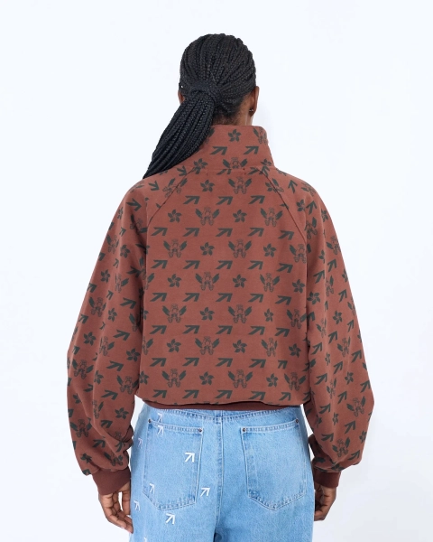 Свитшот PATTERN FLYING A CROPPED BROWN ASIA ST 71, цвет: коричневый, Ast71.swt-pattern-A-br-crop купить онлайн