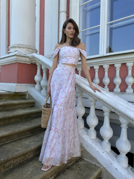 Юбка из тенселя макси VELVET, цвет: розы 00-00004931 |новая коллекция купить онлайн