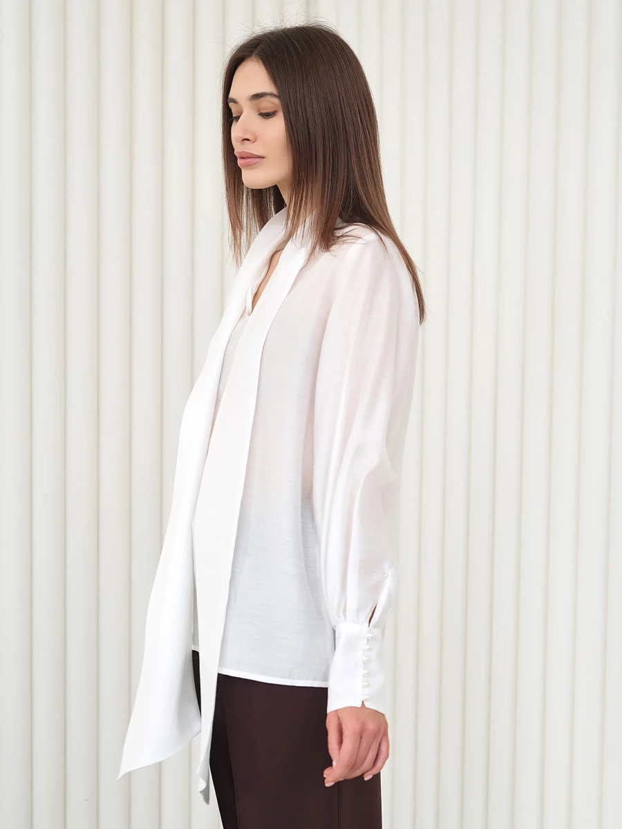 Блуза воздушная с бантом I.B.W., цвет: молочный, BL031 купить онлайн