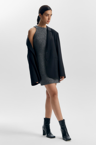 Платье с вырезом халтер из трикотажа с люрексом Mollis, цвет: черный с серебром, 14-09-2895/1 купить онлайн