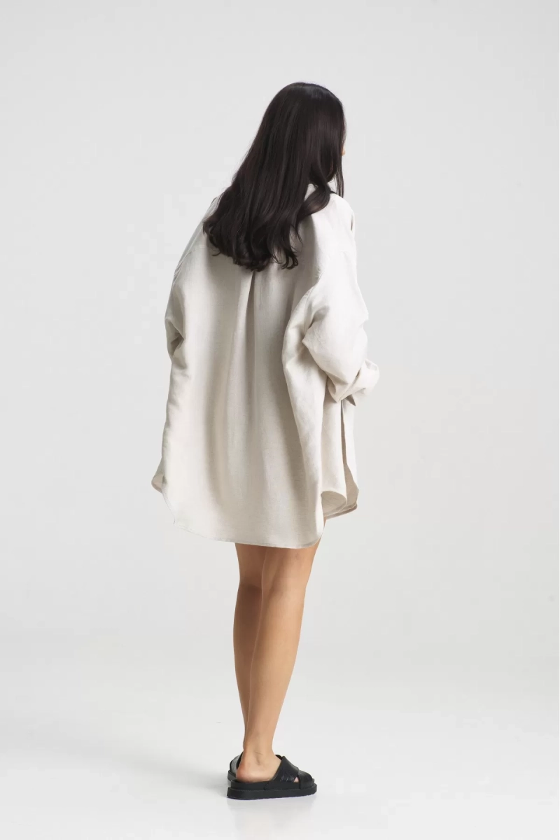 Костюм лён с шортами Beige