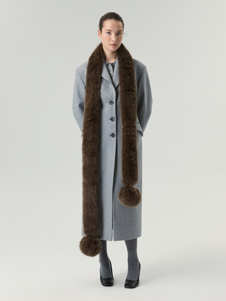 Шарф под песца с помпоном Only me, цвет: коричневый ШФ9257 купить онлайн