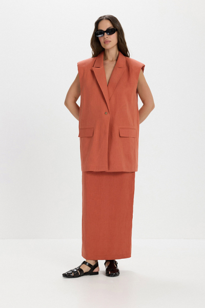 Жилет лен ABDA, цвет: марокканская глина, 712610203517 купить онлайн