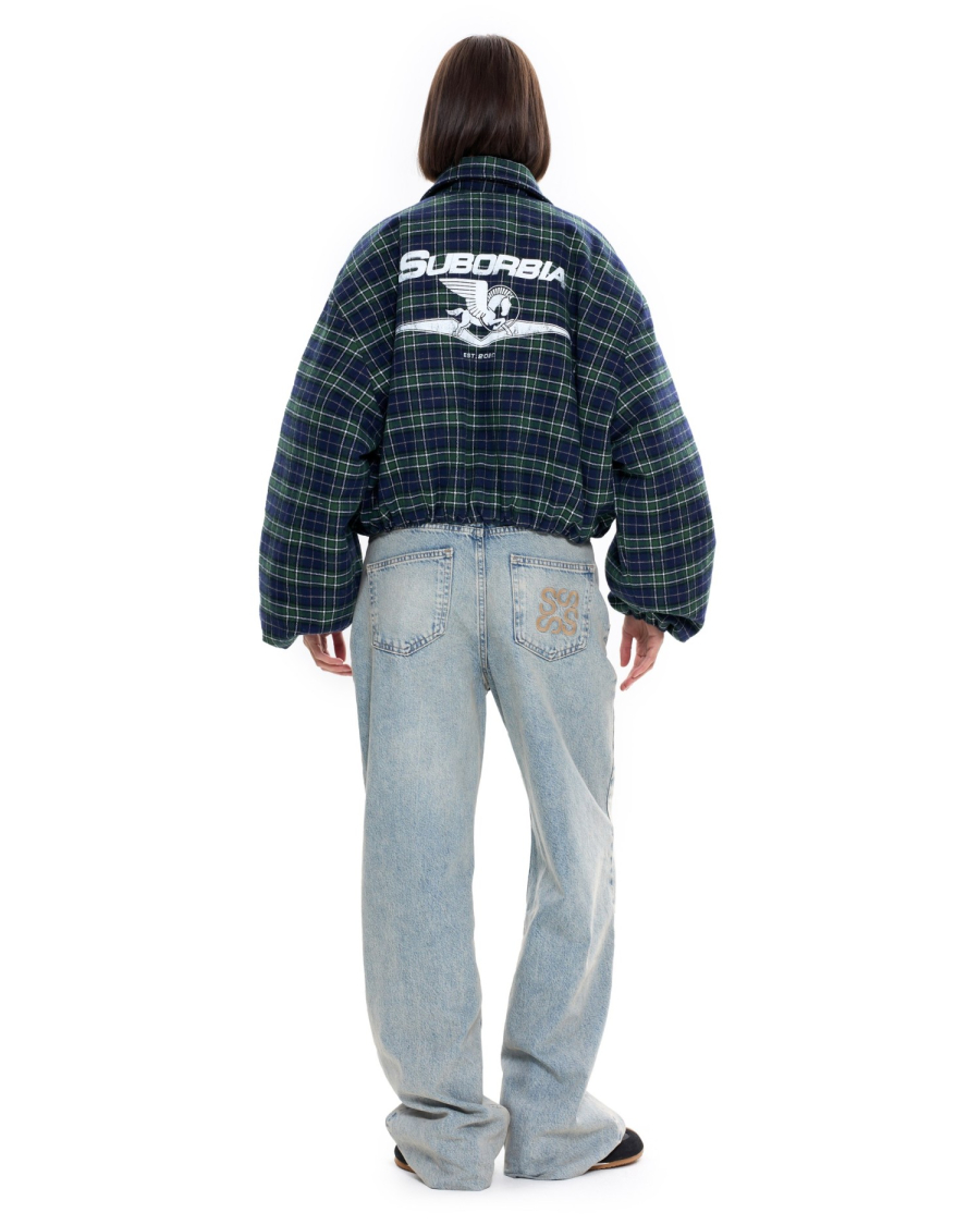 Бомбер в клетку Suborbia, цвет: зеленый, 007026 купить онлайн