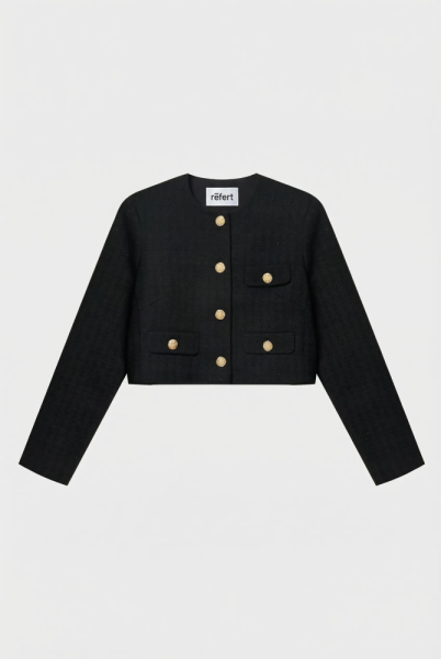 Жакет укороченный из твида с клапанами