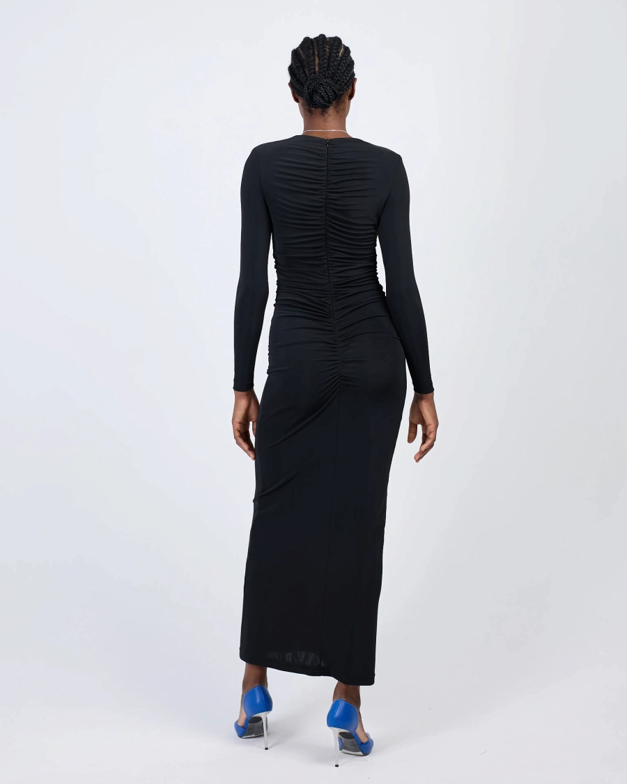 Платье со сборкой ASIA ST 71, цвет: Черный, AST71.DRESS-PLEATED-BL купить онлайн