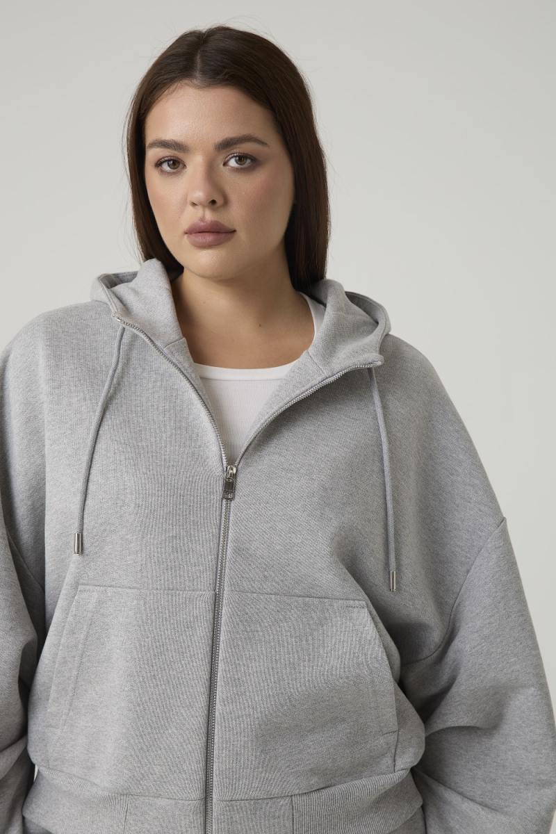 Худи на молнии из футера с капюшоном 4forms, цвет: серый меланж, 65480 купить онлайн