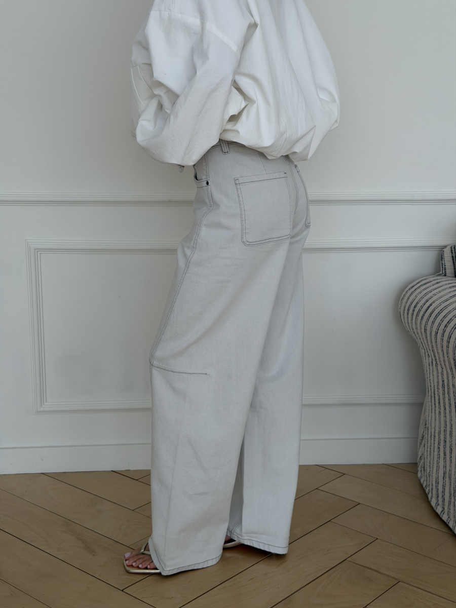 Джинсы широкие НИ ИМЕНИ, НИ ПОХОЖИХ, цвет: серый,  купить онлайн