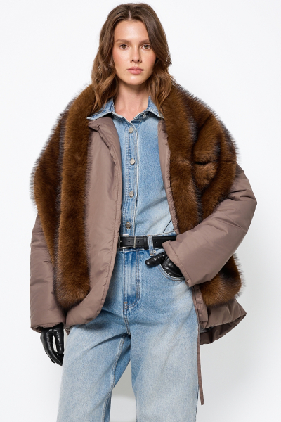 Куртка с цельнокроеным рукавом с поясом Ricoco, цвет: Кофейный, 3052/5 купить онлайн