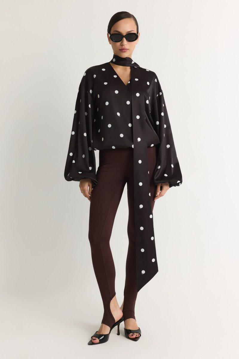 Блуза с принтом «горох» TOPTOP, цвет: черный с принтом, TT.020.18396.901 купить онлайн