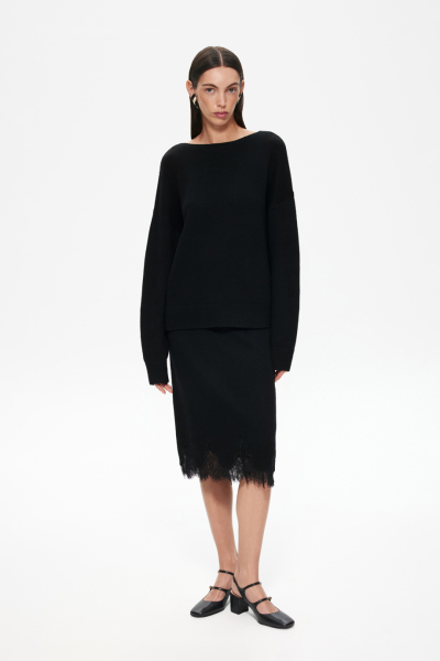 Джемпер с кашемиром и кружевом DREAMS BY ALENA AKHMADULLINA, цвет: Черный, 225104140304299/903000 купить онлайн
