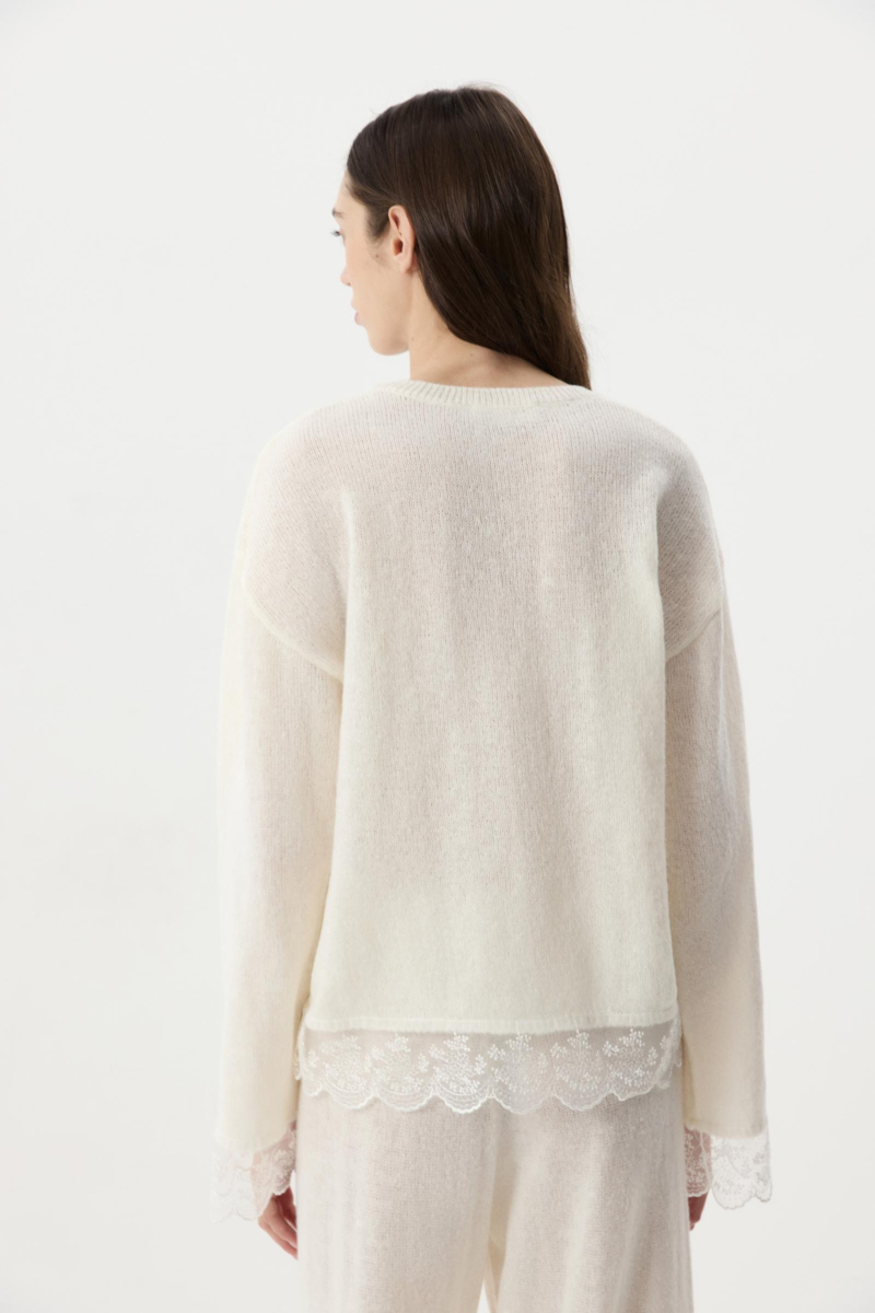 Джемпер с ажурным кружевом Charmstore, цвет: молочный, 303-49981-111 купить онлайн