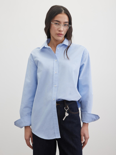 Рубашка однотонная с вышивкой Chaika, цвет: голубой, SS26BL04-23 купить онлайн
