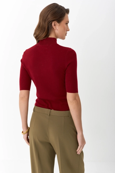 Топ с воротником стойка из мериноса Ricoco, цвет: ягодный, 5066/5 купить онлайн