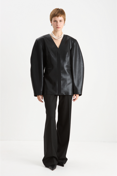 Жакет из эко-кожи О-силуэта MIA AIM, цвет: Черный, MIA689 купить онлайн