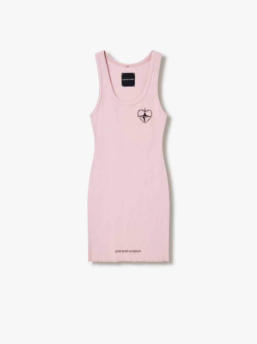 Платье в рубчик с принтом POST POST SCRIPTUM, цвет: пудровый розовый 1108.000.00.03.402 |трендовая новинка купить онлайн