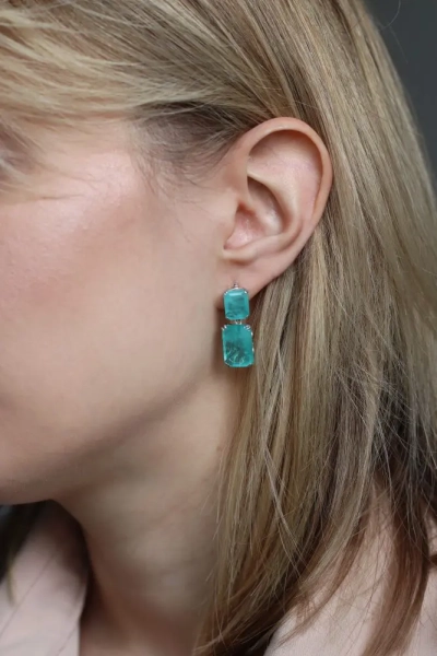 Серьги TOSYA PREMIUM с кварцем параиба