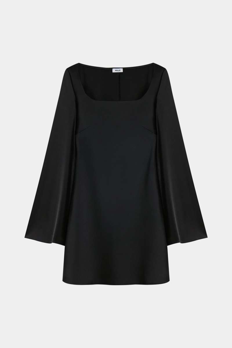 Платье с квадратным вырезом из сатина Mollis, цвет: Черный, 16-09-3518/1 купить онлайн