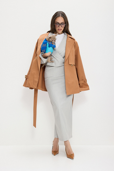 Жакет укороченный ABDA, цвет: светло-серый в полоску, 112604502209 купить онлайн