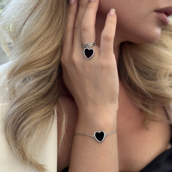 Браслет Сердце с ониксом The Reason, цвет: серебро, брс серд онк - 107 купить онлайн