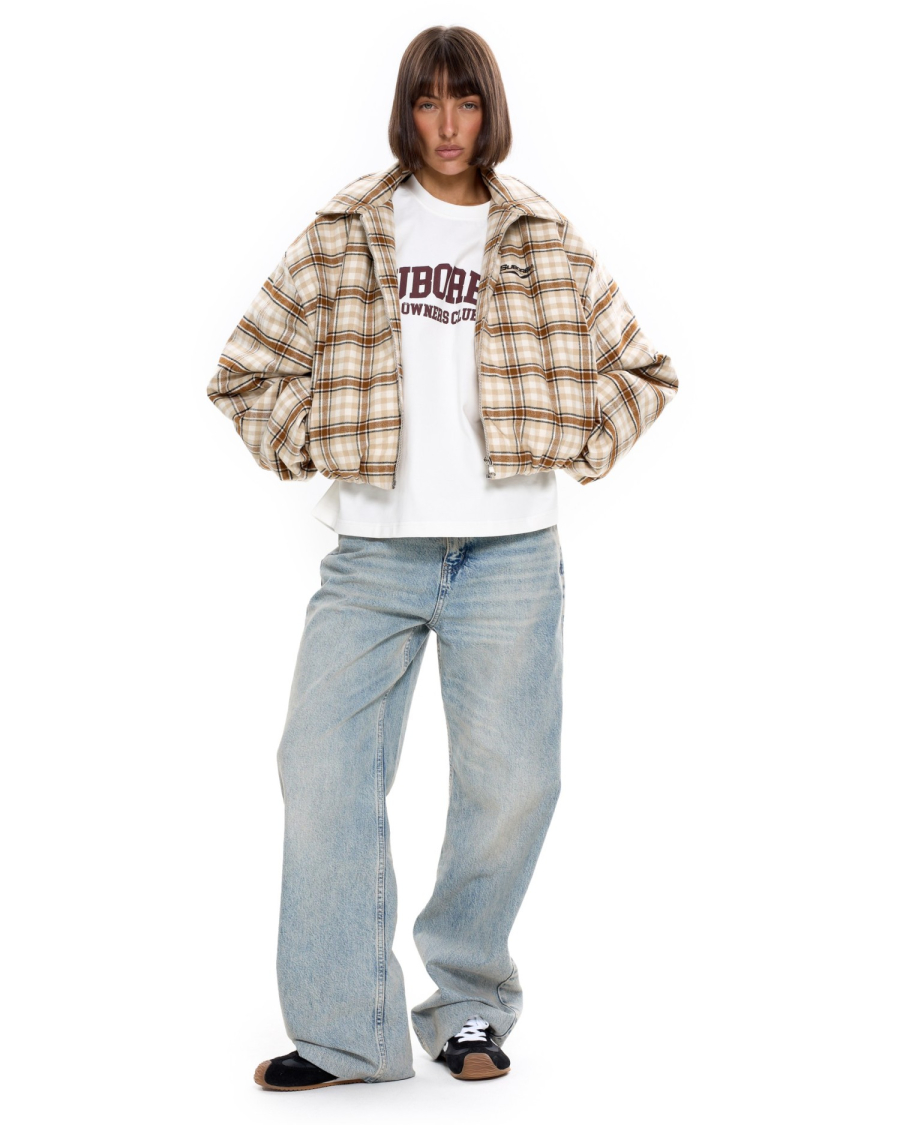 Бомбер в клетку Suborbia, цвет: бежевый, 007025 купить онлайн