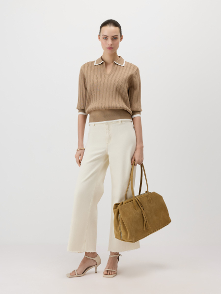 Пуловер в рубчик Conso, цвет: бежевый/молочный, KPM 260733 - бежевый/молочный купить онлайн