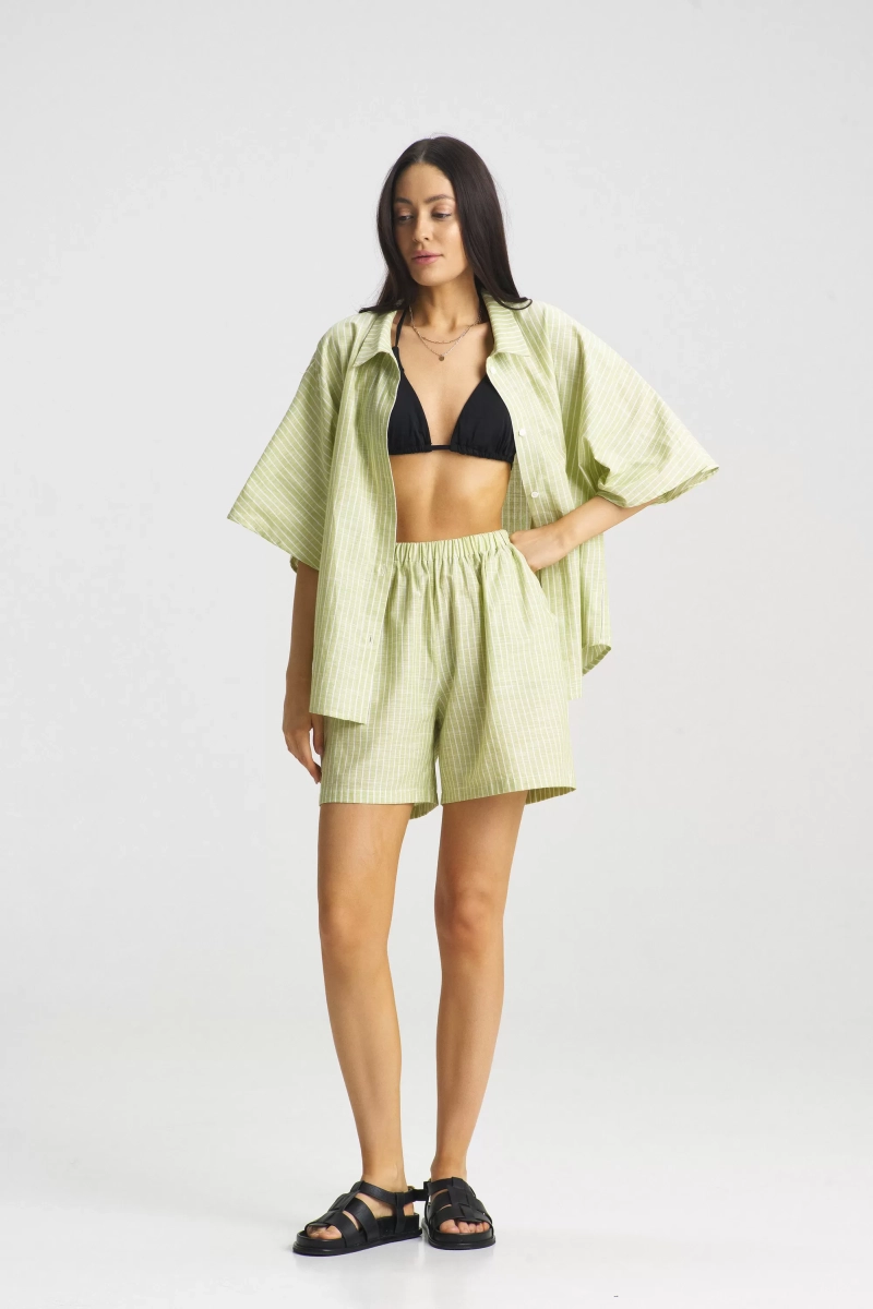 Костюм с шортами в полоску Green Erist store, цвет: зеленый, НФ-00001849 купить онлайн