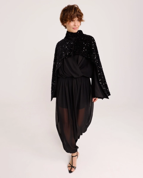 Блуза из креп-шифона BLACK Anmuse, цвет: Черный, BL25W216-BLC купить онлайн