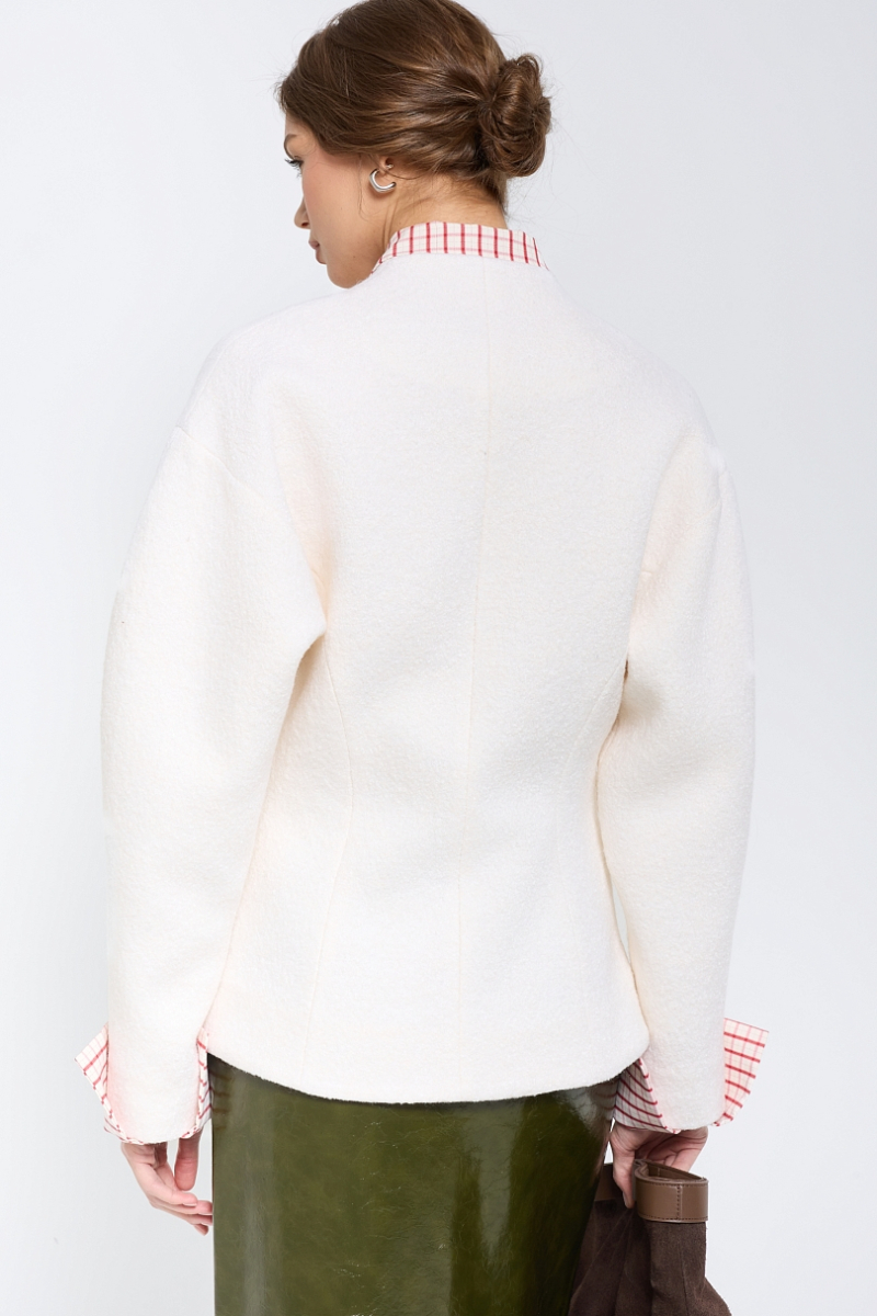 Жакет О-образный из фактурной шерсти Ricoco, цвет: молочный, 6084/1 купить онлайн