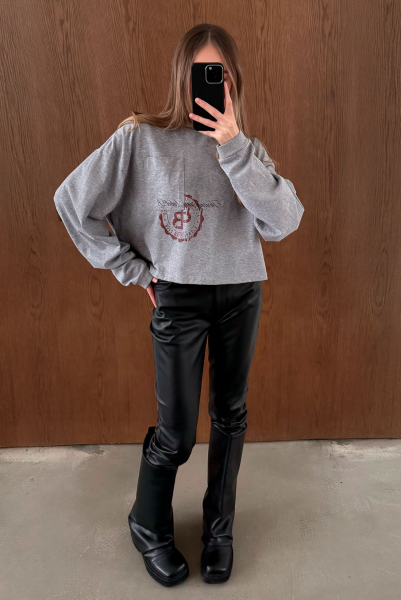 Лонгслив укороченный с карманом HRTG GRAY MELANGE Label .B, цвет: WHITE, Tp.03.4.4101.0126GR купить онлайн