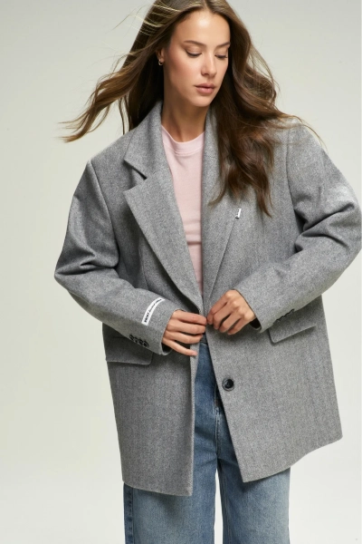 Пальто-жакет "Ёлочка" Grey Erist store, цвет: серый, НФ-00002559 купить онлайн