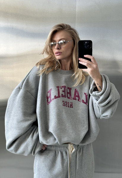 Свитшот с защипами Label .B, цвет: серый меланж, Tp.02.5.70GRM купить онлайн