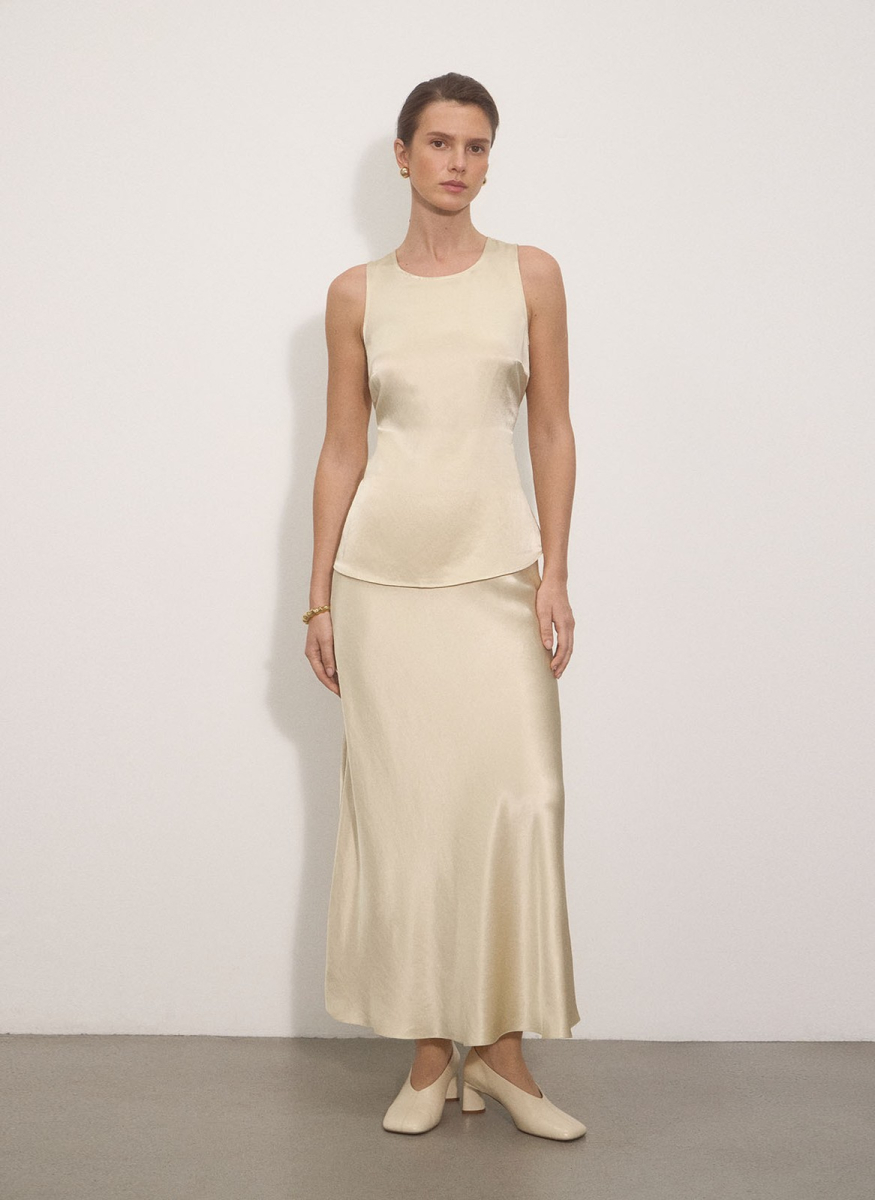 Топ из атласа ALL WE NEED, цвет: Сливочный,  купить онлайн