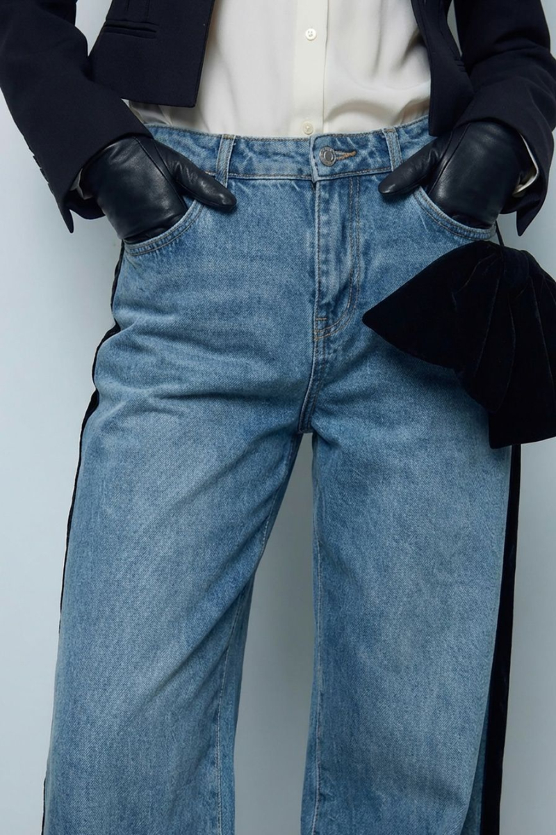 Джинсы с бантом TOPTOP, цвет: голубой с принтом, TTS.036.18645.601 купить онлайн