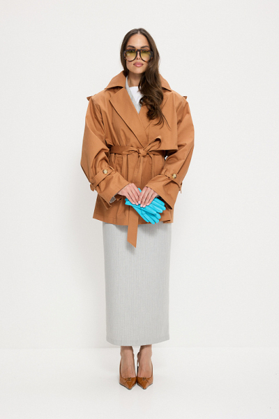 Тренч укороченный ABDA, цвет: карамель, 812613403640 купить онлайн