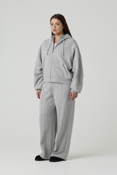 Худи на молнии из футера с капюшоном 4forms, цвет: серый меланж, 65480 купить онлайн