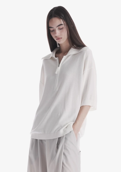 Футболка-поло на молнии KRAKATAU, цвет: белый, Sw45-4 купить онлайн