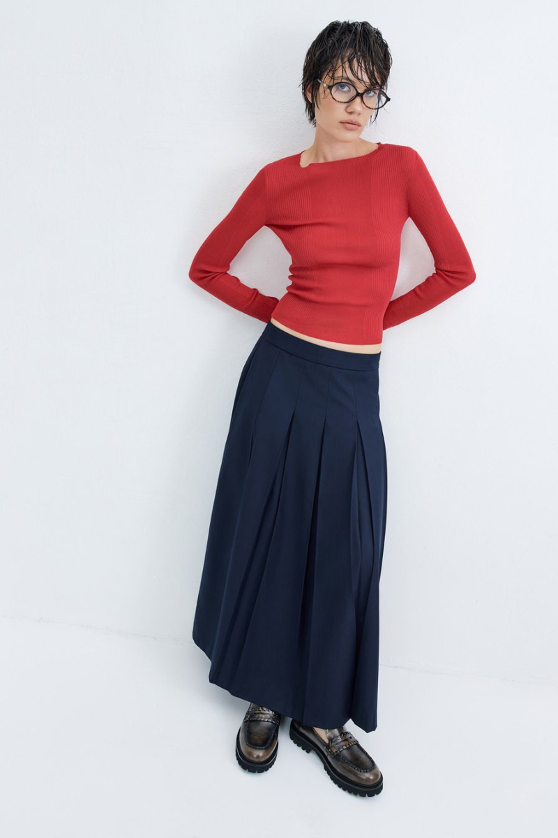 Юбка-миди со складками TOPTOP, цвет: синий, TT.071.15844.620 купить онлайн