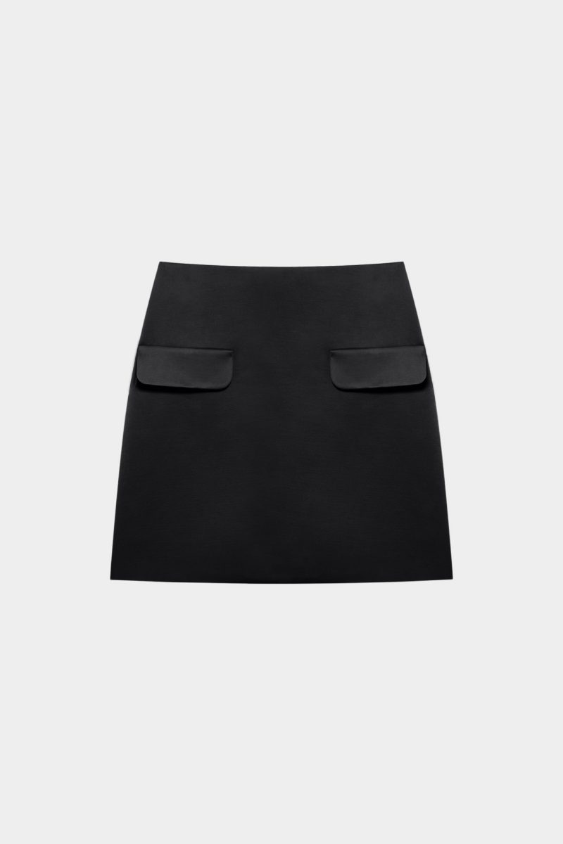 Юбка мини с клапанами из сатина