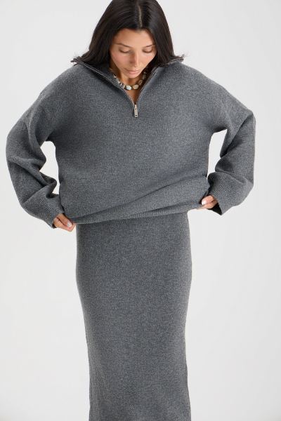 Костюм (джемпер на молнии + юбка) MIA AIM, цвет: серый, MIA697 купить онлайн