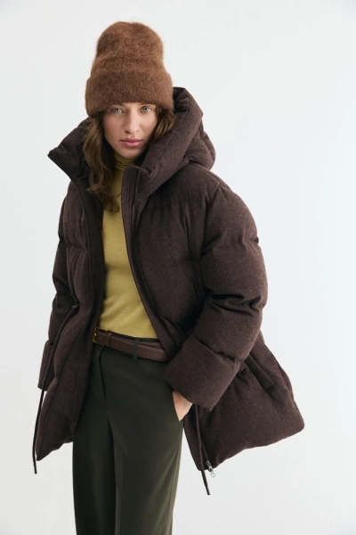 Шапка с отворотом из шерсти альпака Daisyknit, цвет: коричневый  купить онлайн