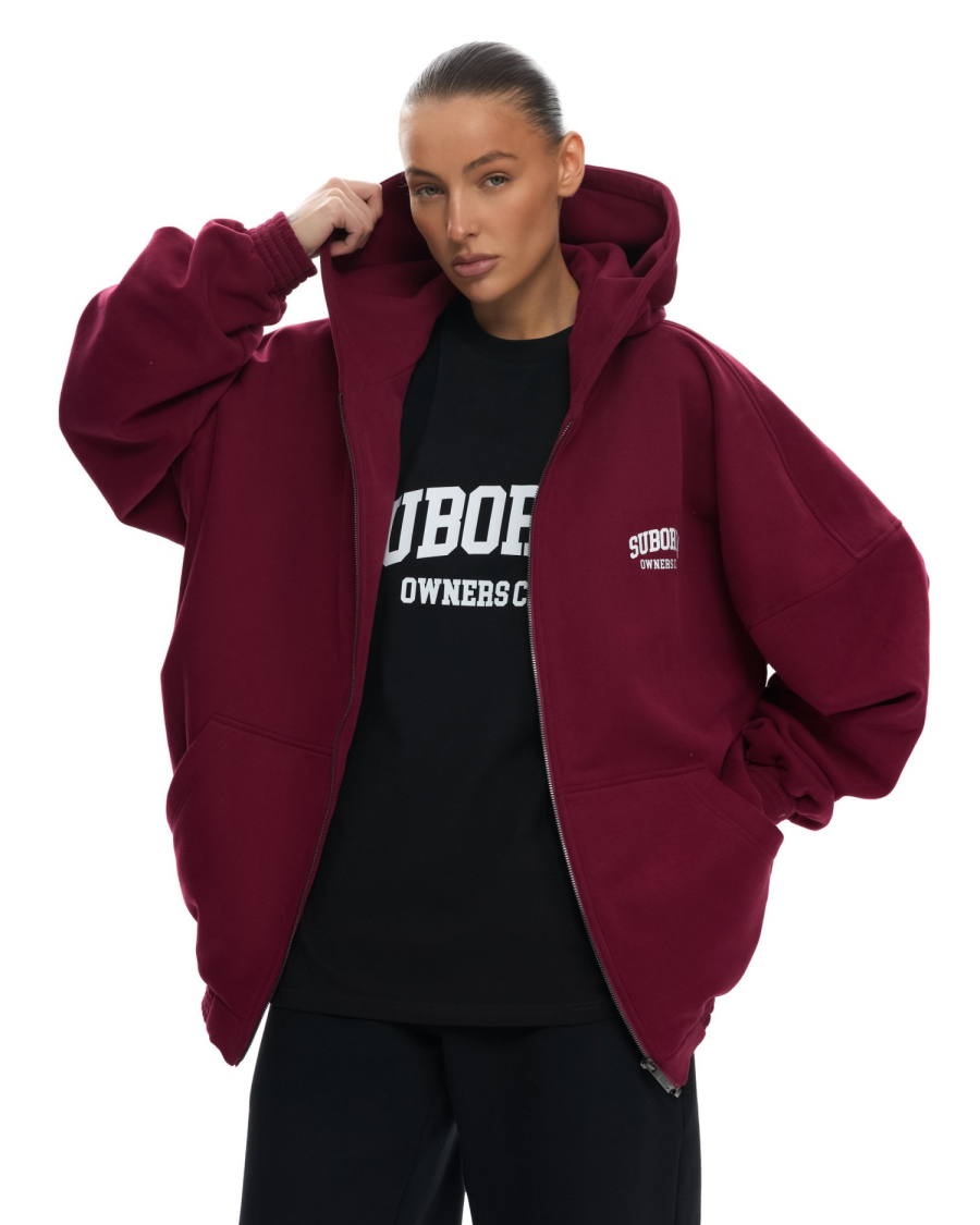 Худи ZIP OWNERS CLUB Suborbia, цвет: burgundy, 006255 купить онлайн