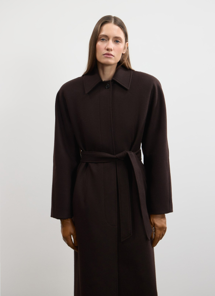 Пальто с объемным рукавом из шерсти и кашемира