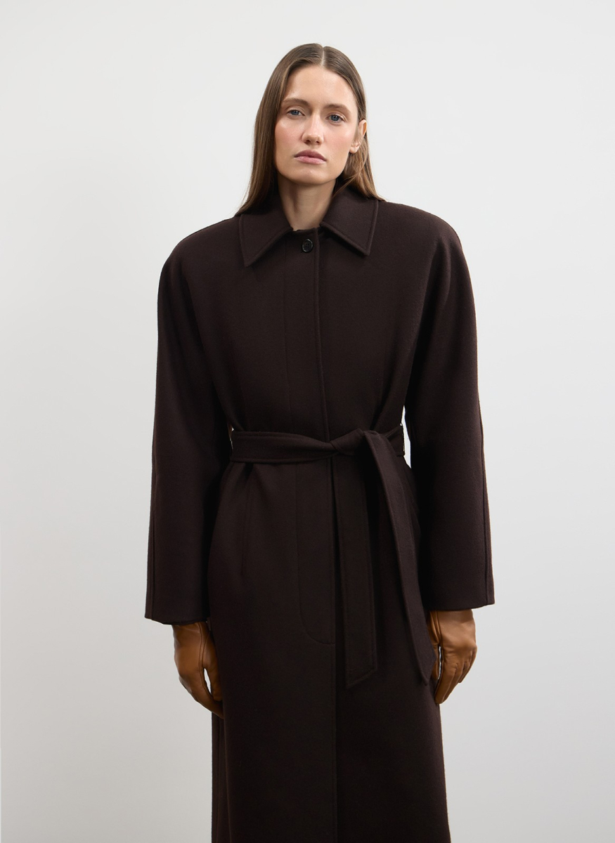 Пальто с объемным рукавом из шерсти и кашемира