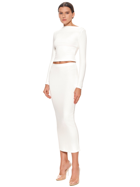 Лонгслив с вырезом лодочка SODAMODA, цвет: молочный, 12346 купить онлайн