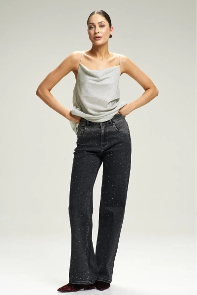 Джинсы Straight со стразами Black Erist store, цвет: Черный, НФ-00002970 купить онлайн